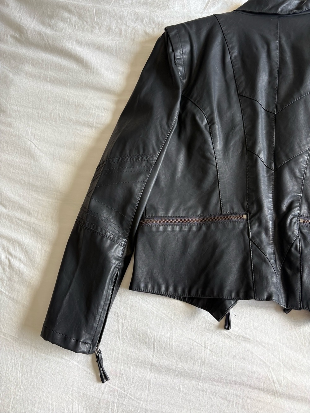 [BLANKNYC] Black Vegan Leather Asymmetrical Moto Jacket - Size XL - Picture 10 of 13